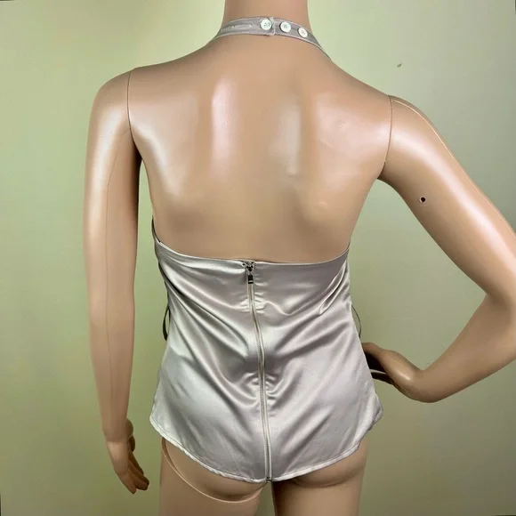 NEW ROKH BEIGE BUSTIER HALTER TOP - Picture 8 of 10